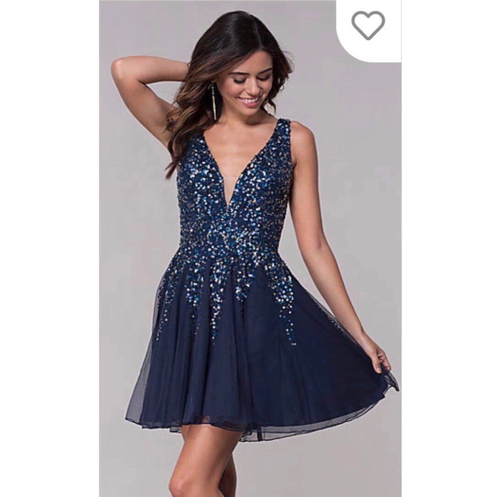 dark blue sequins dress